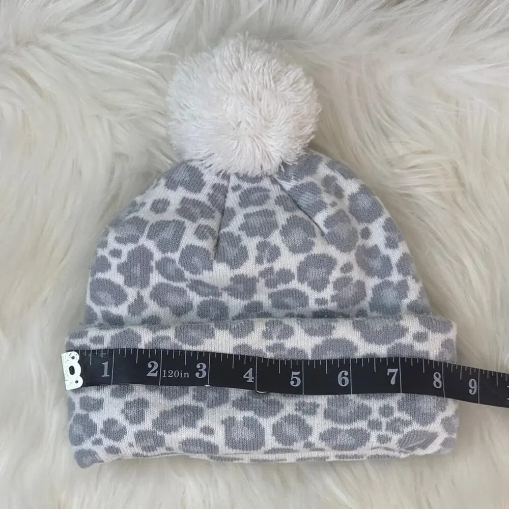 Nike Kids Leopard Print Beanie with Pom-Pom